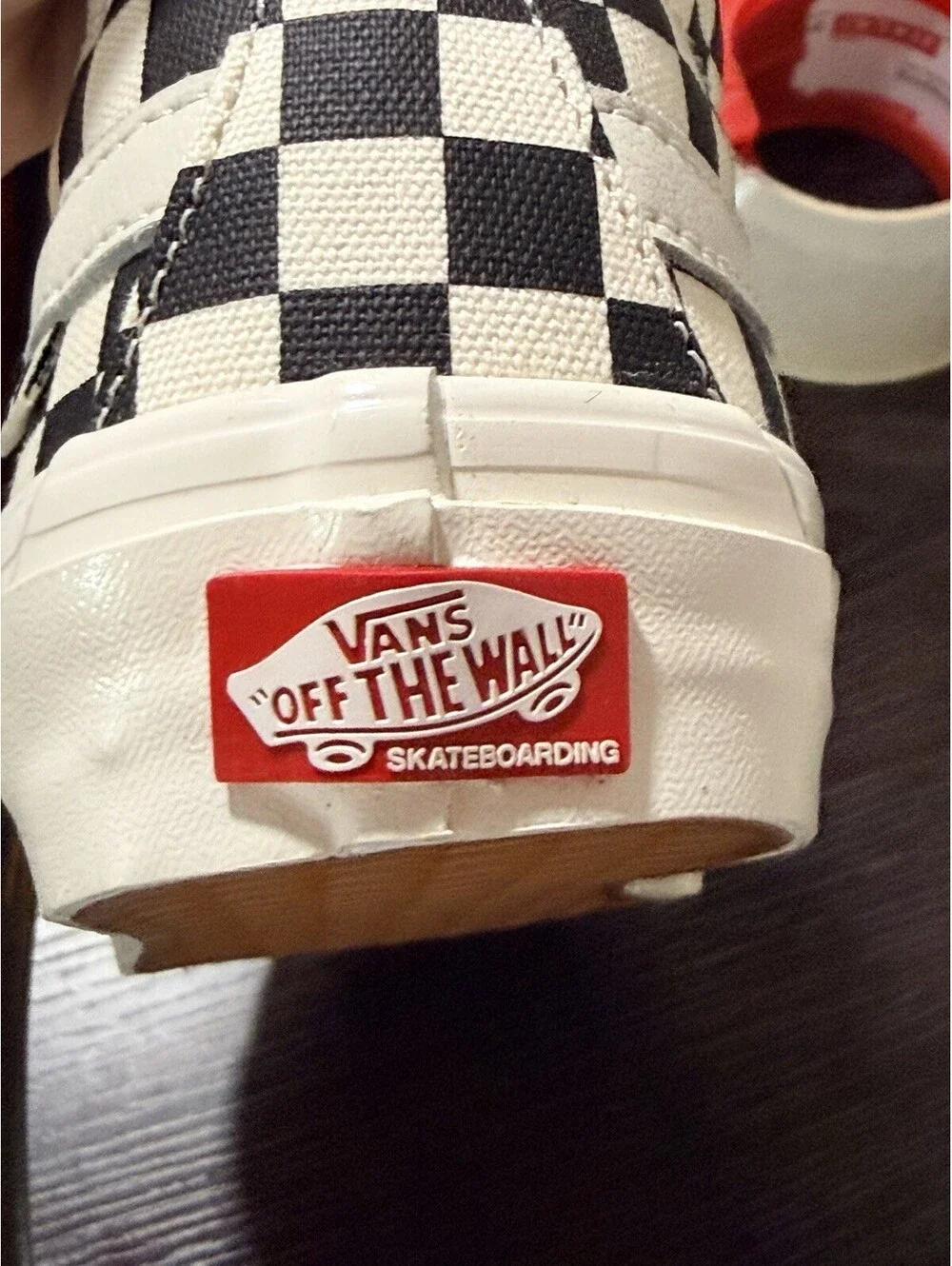VANS Sk8-Hi High Top Sneakers Black/White Checkerboard Lace Up Canvas